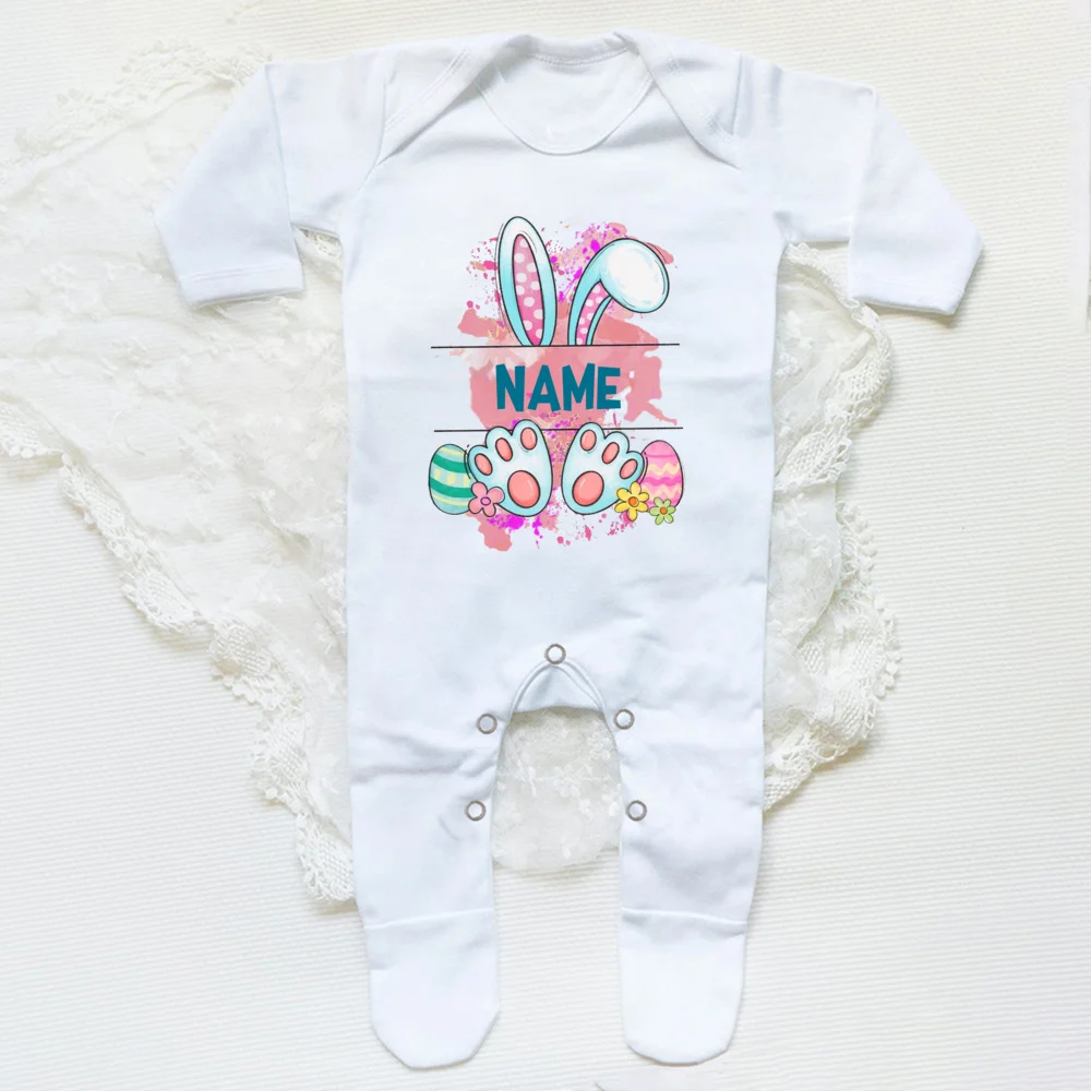 Body personalizado de Pascua para bebé – Traje de dormir tipo babygrow con conejito nombre