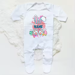 Body personalizado de Pascua para bebé – Traje de dormir tipo babygrow con conejito nombre