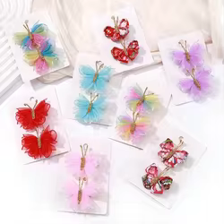 Horquillas para niña con lazo y flequillo de lentejuelas tejidas