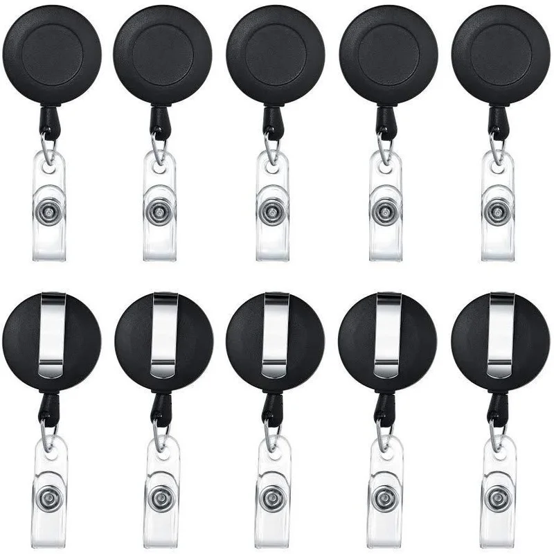 Carrete retráctil para insignia de plástico con clip metálico