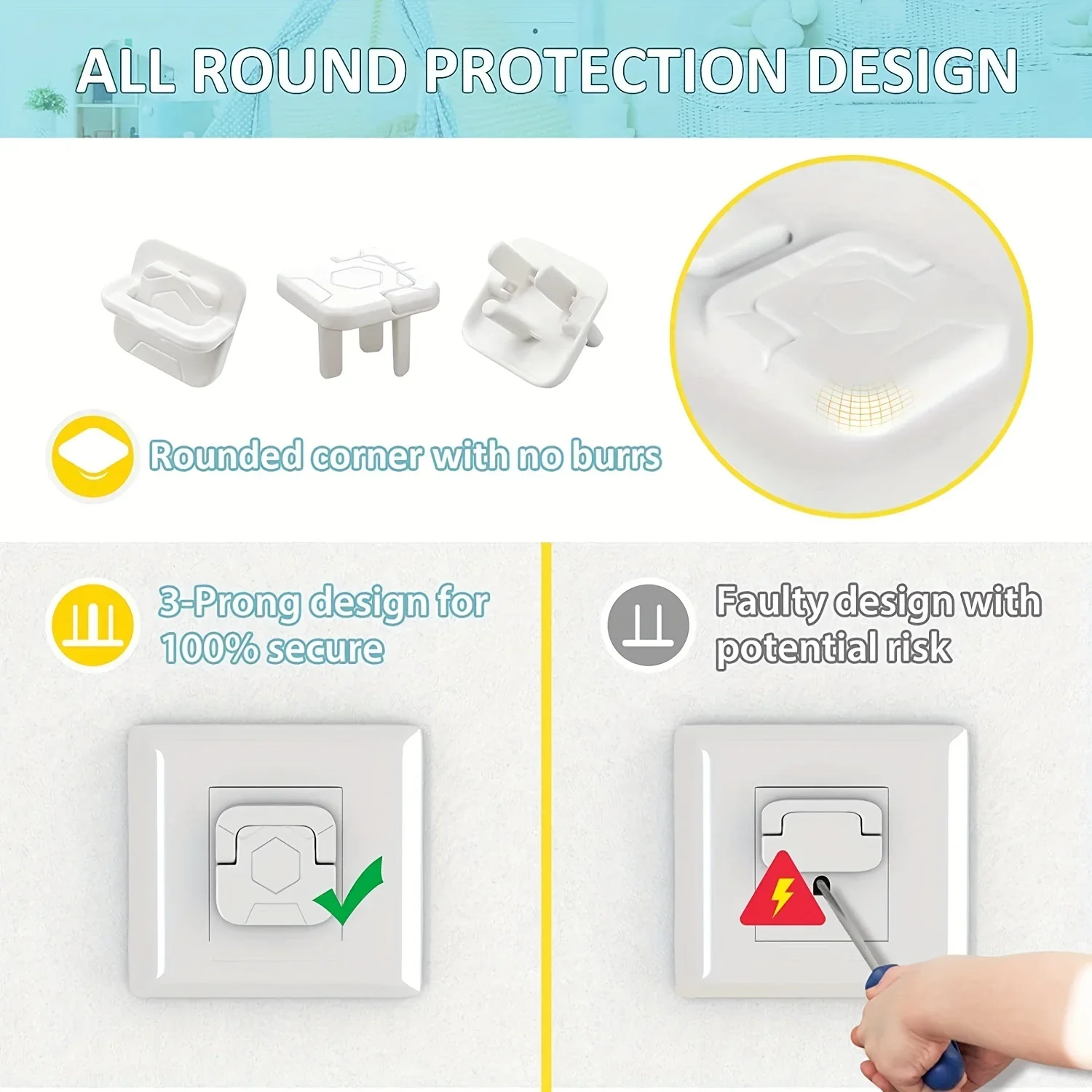 Protector de enchufe eléctrico para bebés con mango oculto - imagen 2