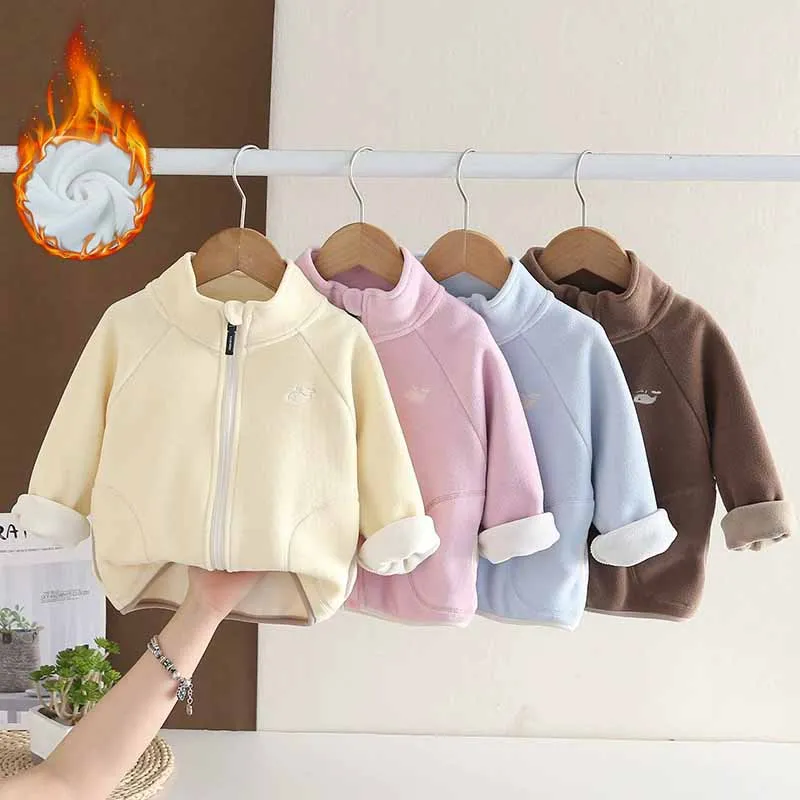 Chaqueta de lana infantil cálida con cuello alto para invierno - imagen 4