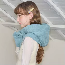 Gorro de punto grueso con cuello para niña – Talla cómoda