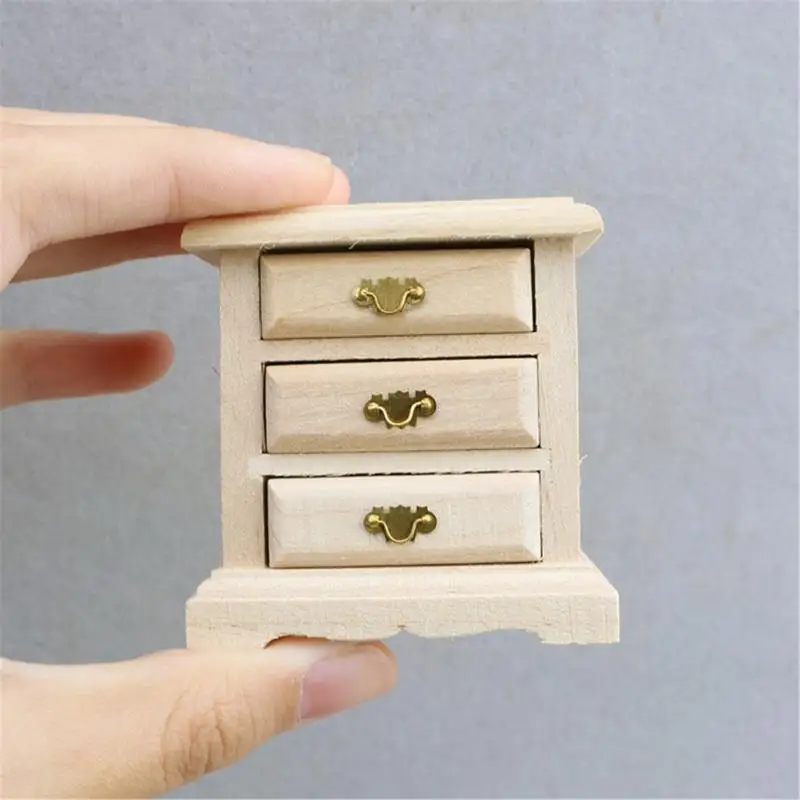 XXFE Mesita de noche de madera para muñecas con cajón que abre realista - imagen 2