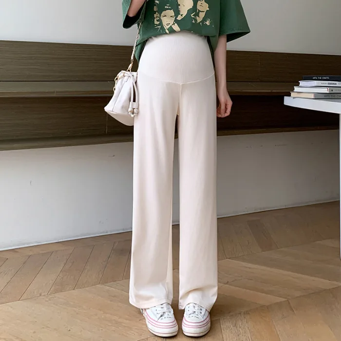 Pantalones palazzo de maternidad, pierna ancha con cordón