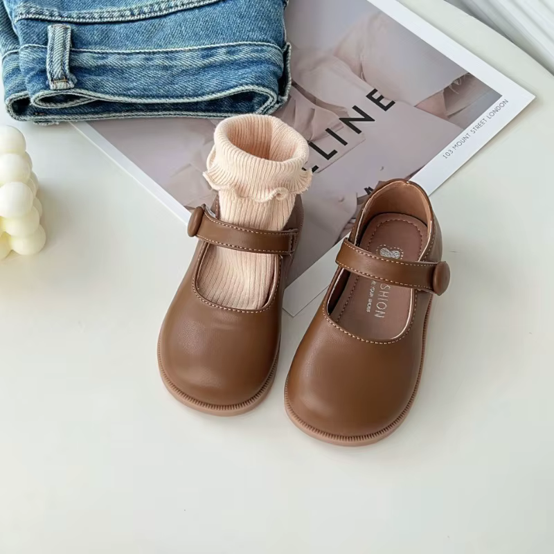 Zapatos de piel infantil – Punta redondeada en negro y marrón - imagen 3