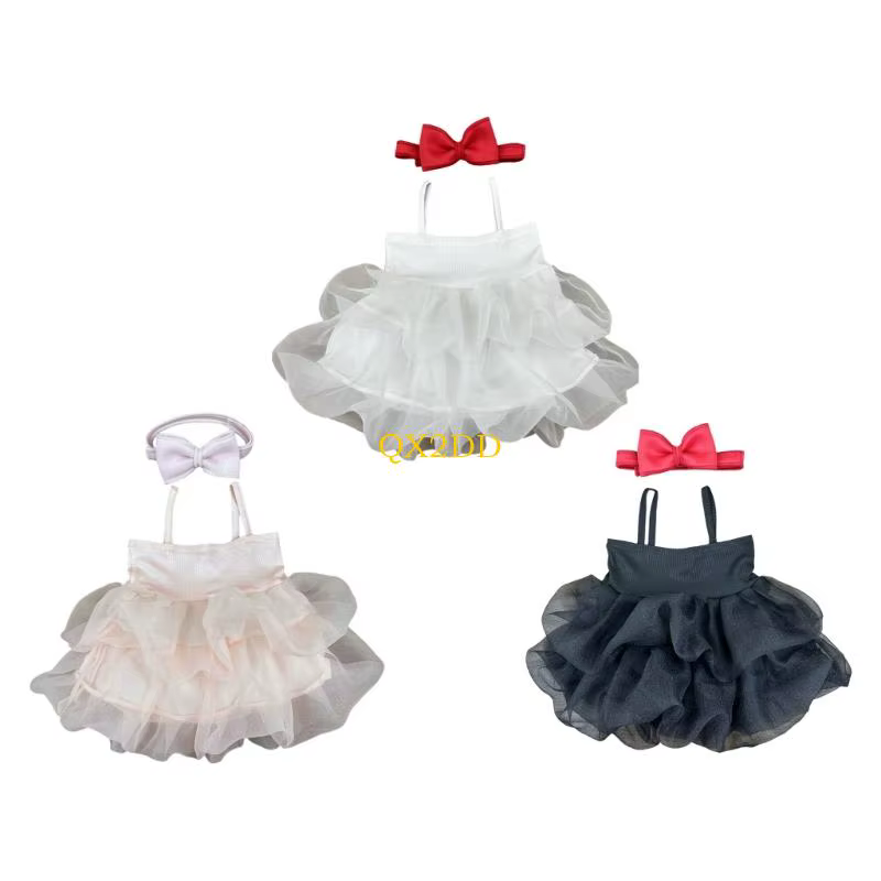 QX2D Traje fotografía infantil ensueño con falda tul en capas y lazo