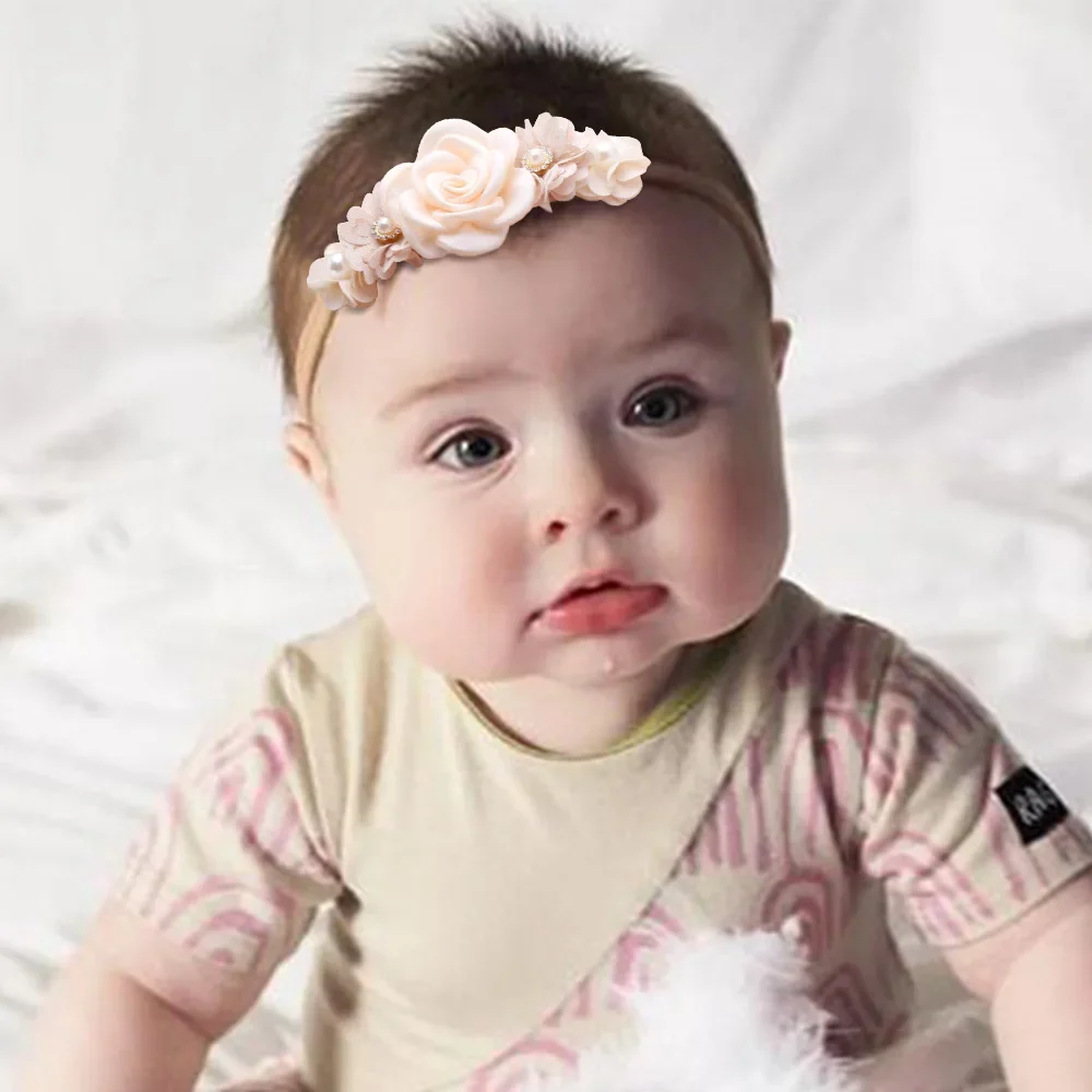 Diadema de flores para bebé elástica 0-12 meses - imagen 5