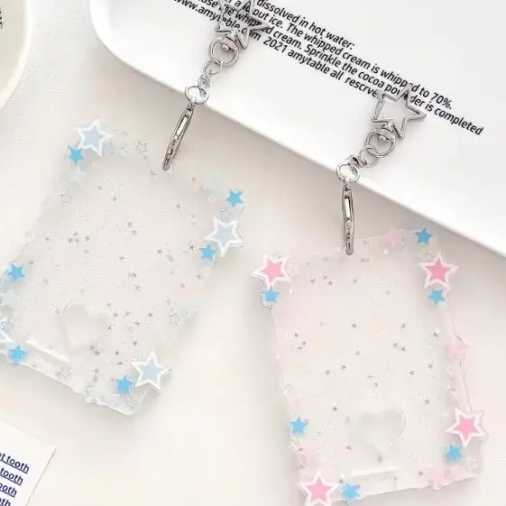 Funda acrílica para tarjetas con estrellas brillantes y protector