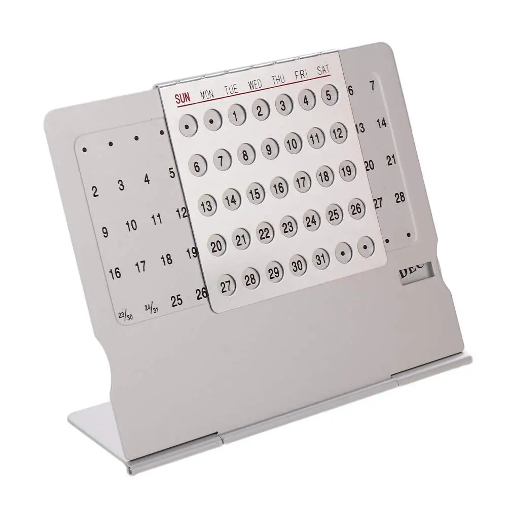 Calendario perpetuo de sobremesa de metal para casa duradero - imagen 4