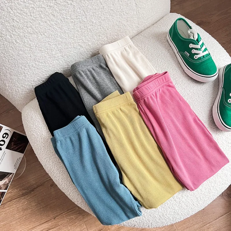 Leggings elásticos lisos estilo coreano para niña en otoño y primavera