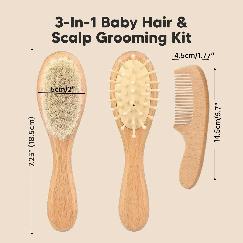 Set de cepillo y peine para bebé con pelo de cabra - imagen 3