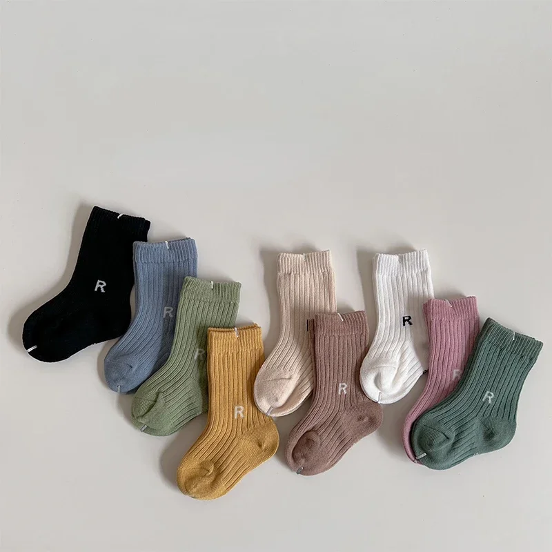 Calcetines con letras para bebés y niños - Transpirables estilo coreano - imagen 5