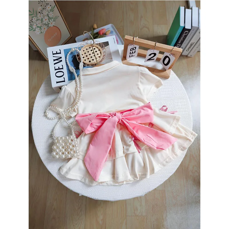Conjunto de camiseta polo y falda con lazo para niña - imagen 4