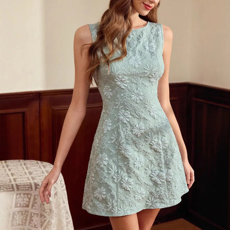 Vestido de verano sin mangas floral francés elegante y sencillo - imagen 4