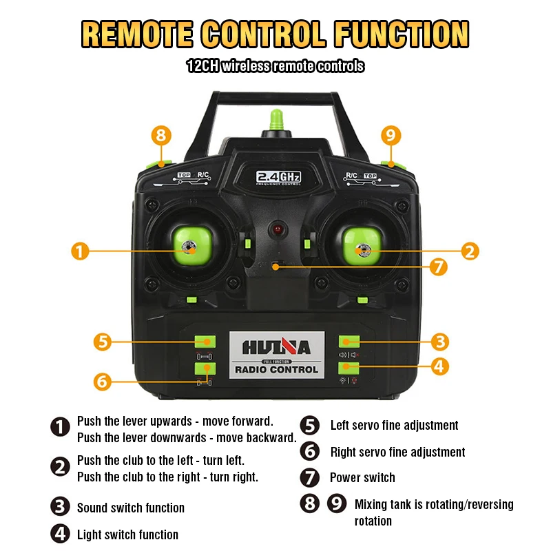 HUINA camión mezclador RC con control remoto, luces y sonido - imagen 3
