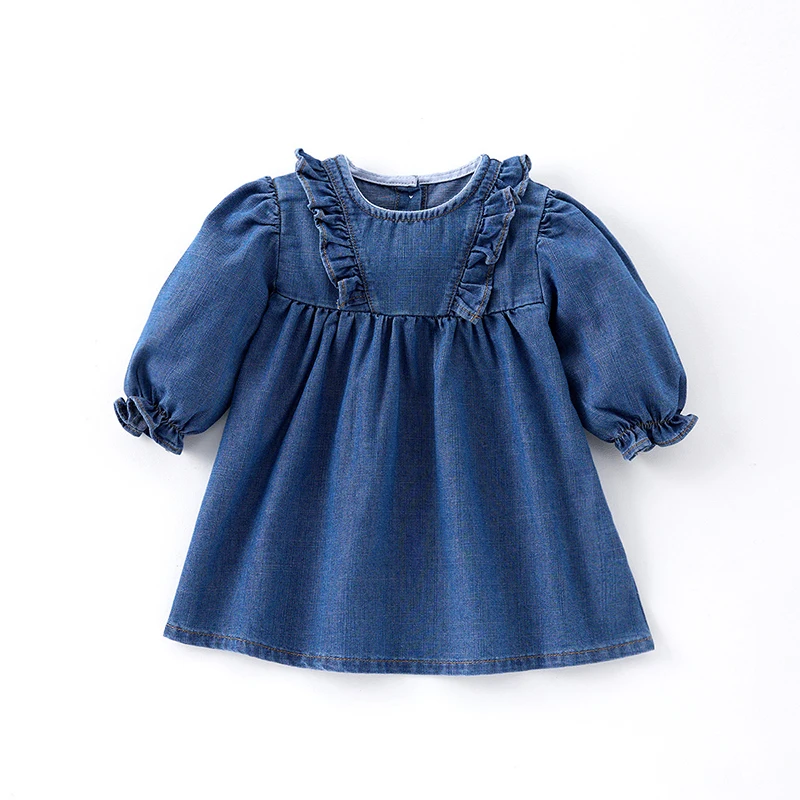 Vestido vaquero manga larga bebé niña suave algodón primavera otoño
