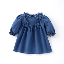 Vestido vaquero manga larga bebé niña suave algodón primavera otoño