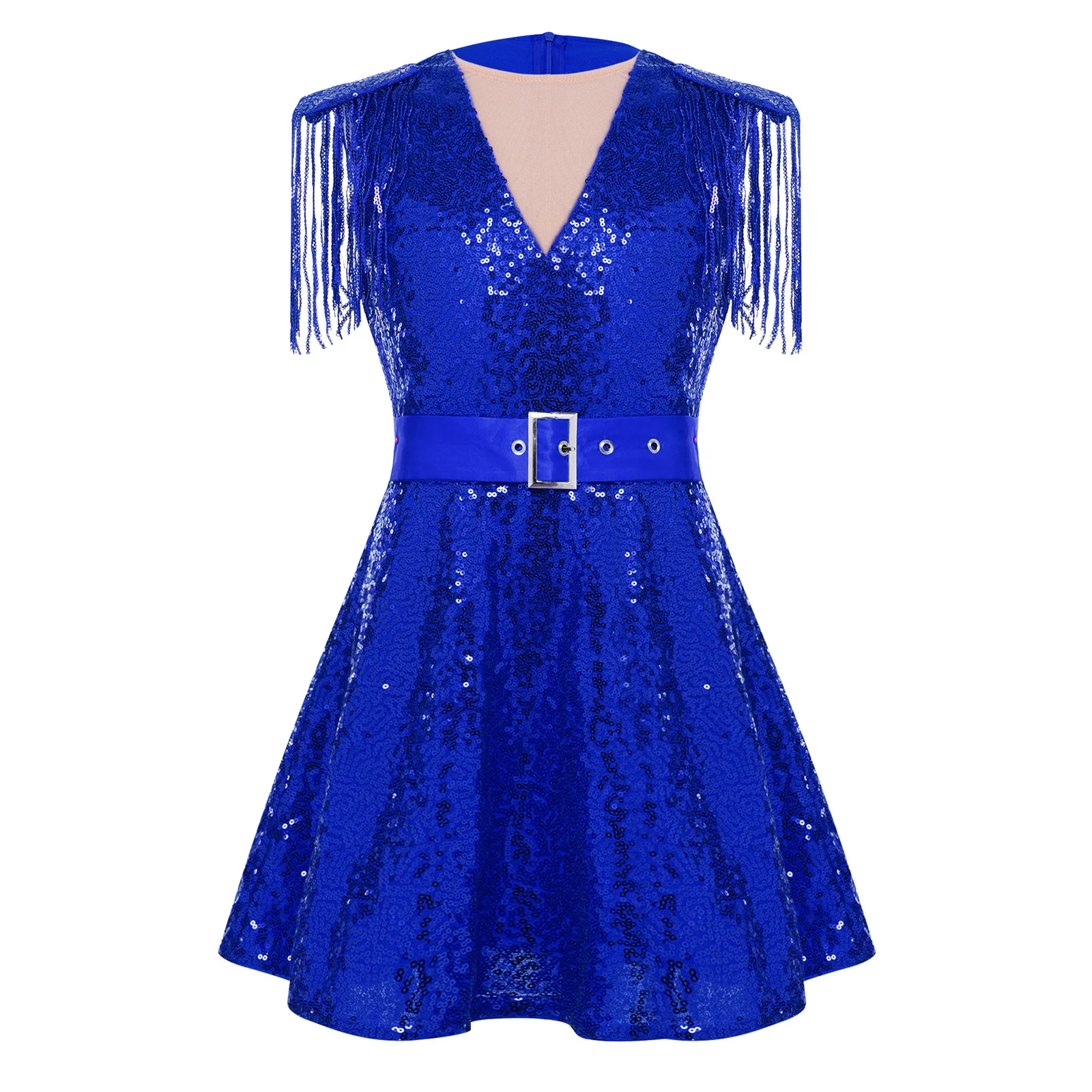 Vestido de fiesta con purpurina para niña, estilo jazz con lentejuelas - imagen 3