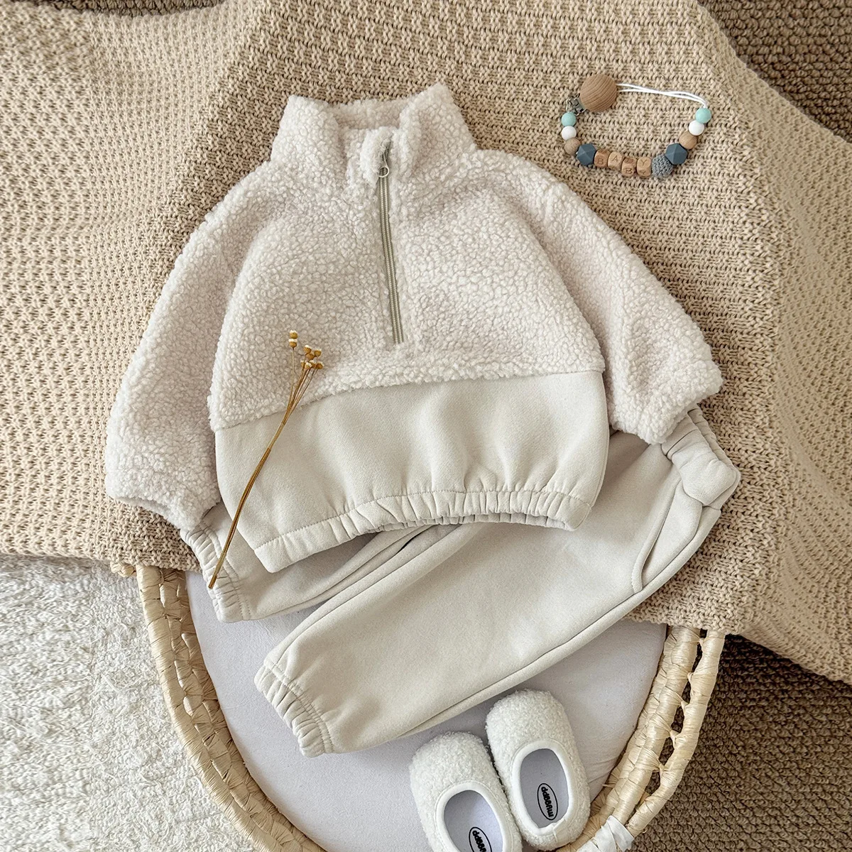 Conjunto de chándal de lana para niños pequeños, térmico - imagen 5