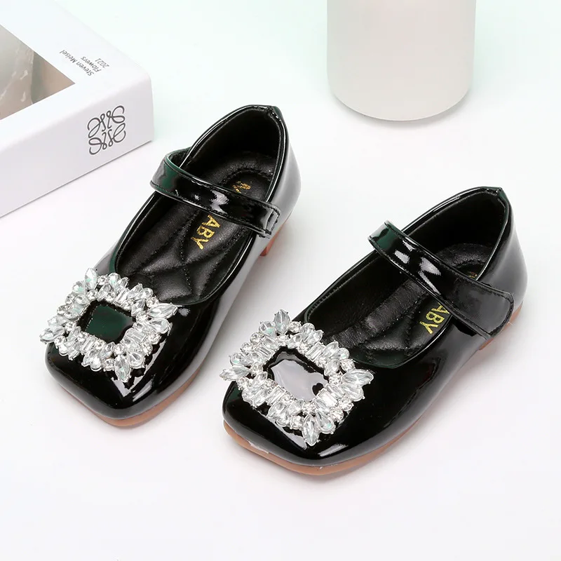 Zapatos planos de cuero con diamantes para niña – Fiesta rojo y negro - imagen 5