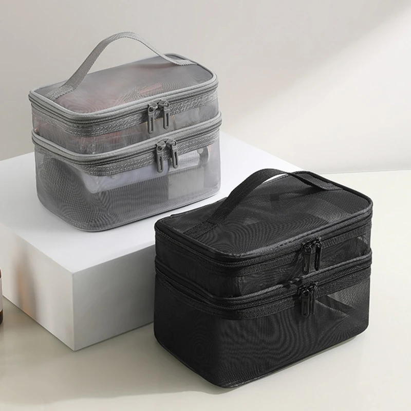 Bolsa de aseo transparente plegable para viaje con cierre tipo malla - imagen 4