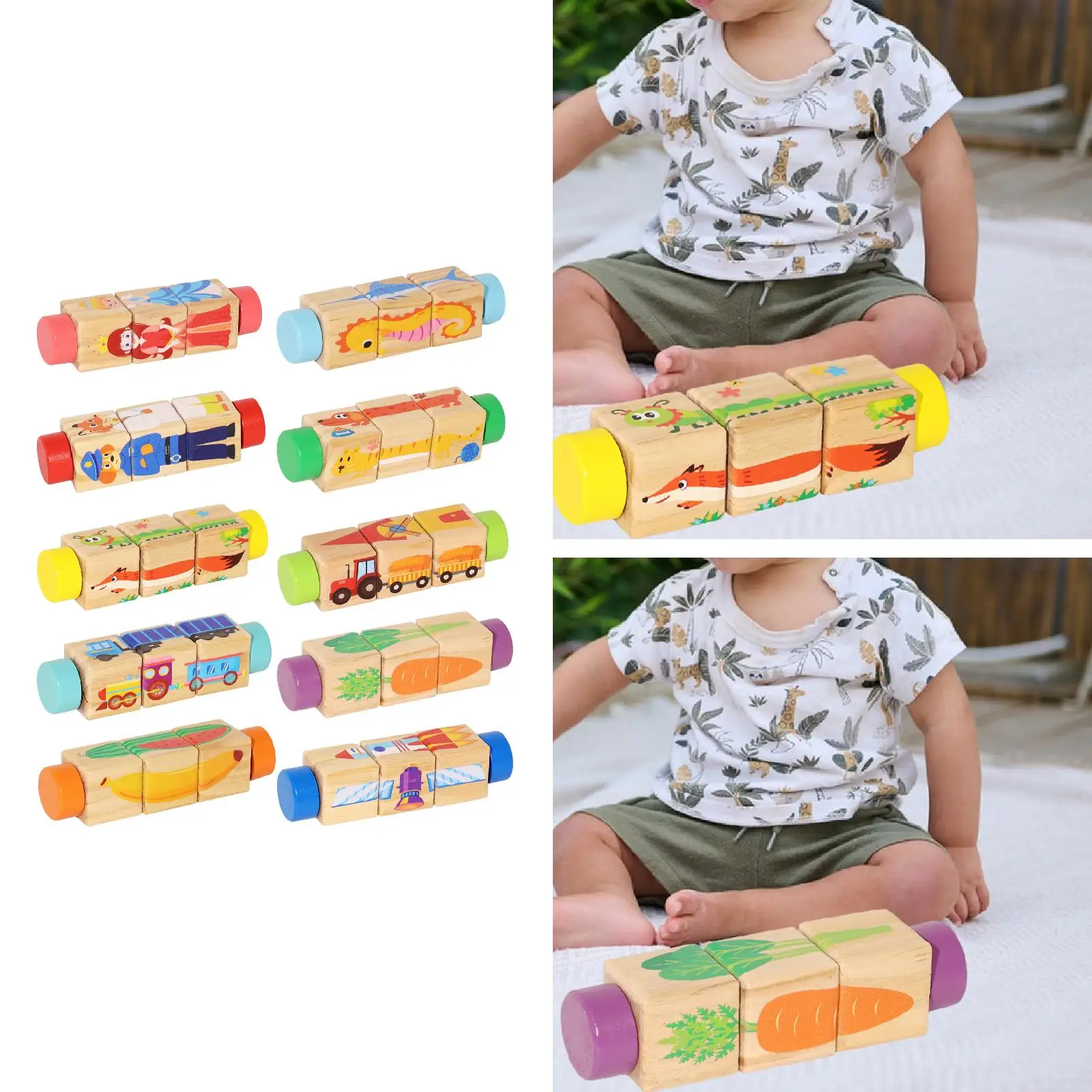 Rompecabezas giratorio de madera infantil – Juego educativo - imagen 2