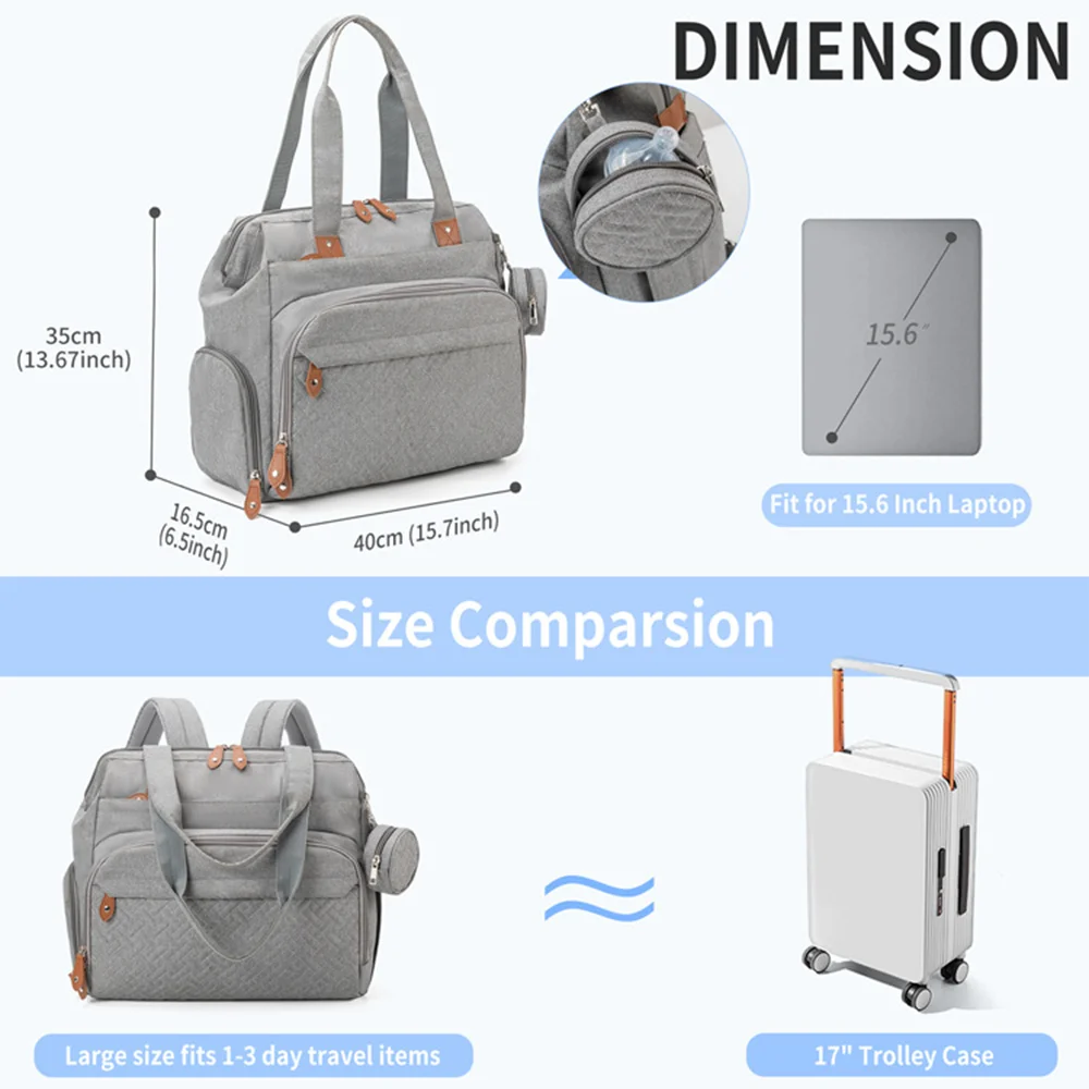 PANGDUBE Mochila de pañales con bolsillo para chupete - Viaje - imagen 3
