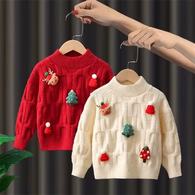 Suéter de Navidad para niñas con diseño de reno