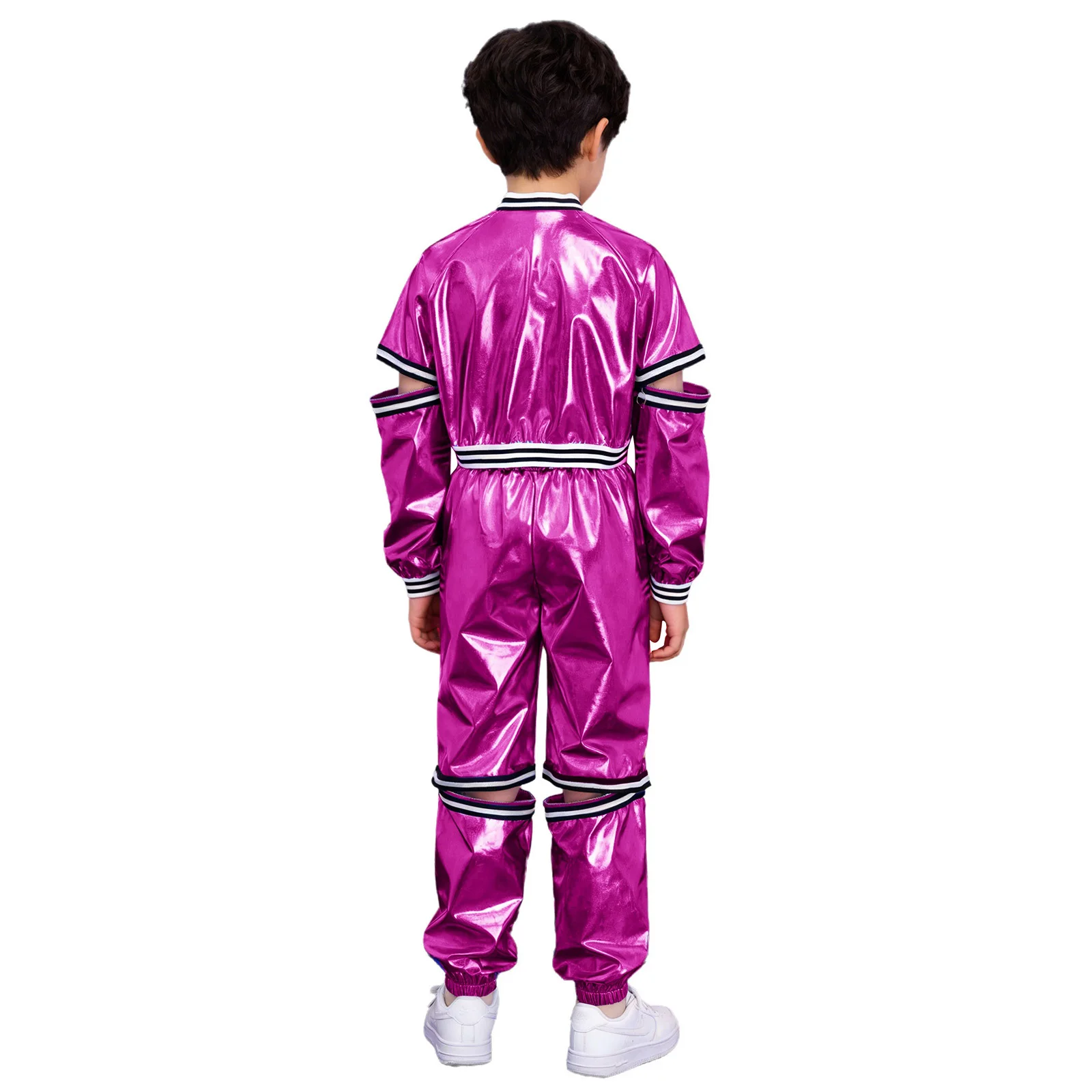 Traje de baile hip-hop unisex con chaqueta de rayas metálicas - imagen 4