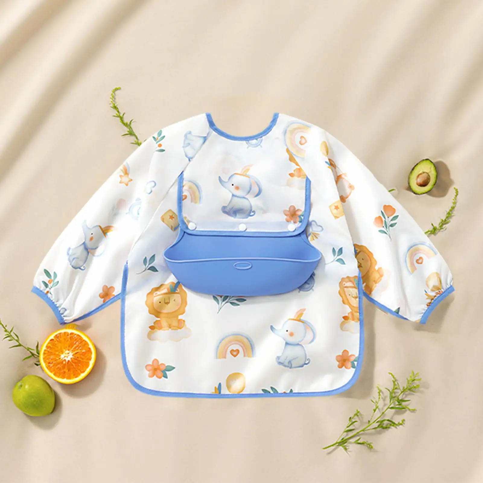 Babero impermeable con mangas para bebés – Algodón suave para pieles sensibles - imagen 4