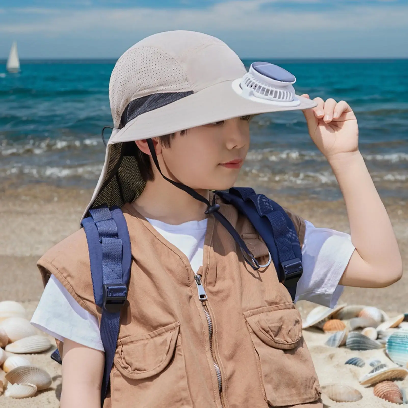 Sombrero solar con ventilador para niños – Protección UV transpirable
