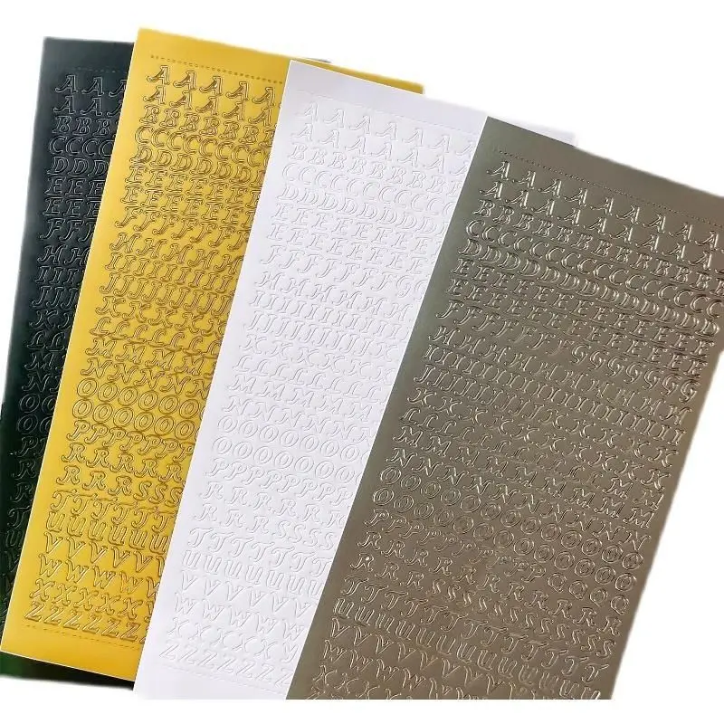 Pegatinas doradas con letras inglesas para álbum y diario artesanal - imagen 2
