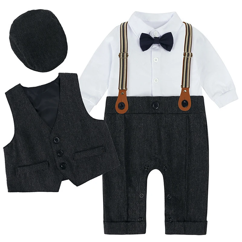 Conjunto recién nacido niño: pelele, chaleco y gorro de punto - imagen 3
