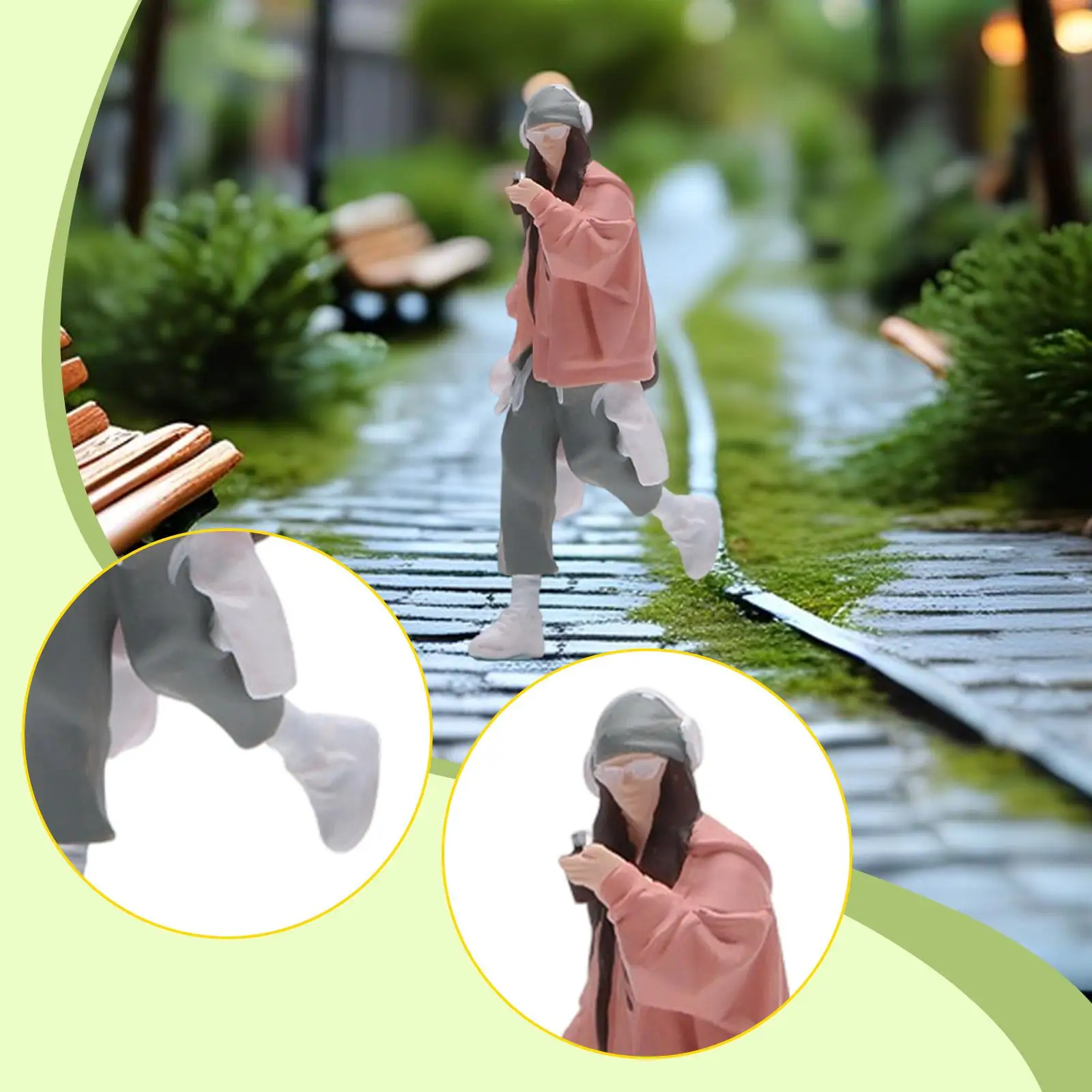 Figura de niña en miniatura pintada a mano para decorar