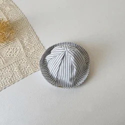Gorro panamá de algodón para bebé con rayas suaves y visera