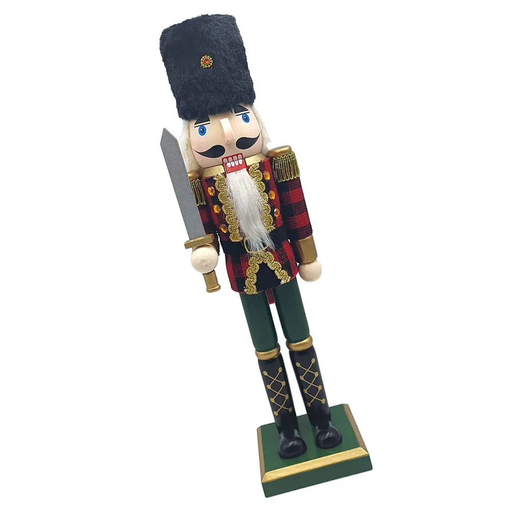 Figura cascanueces militar de madera a cuadros estilo real navidad - imagen 5