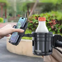 Portavasos para motocicleta ajustable con soporte bebidas y móvil