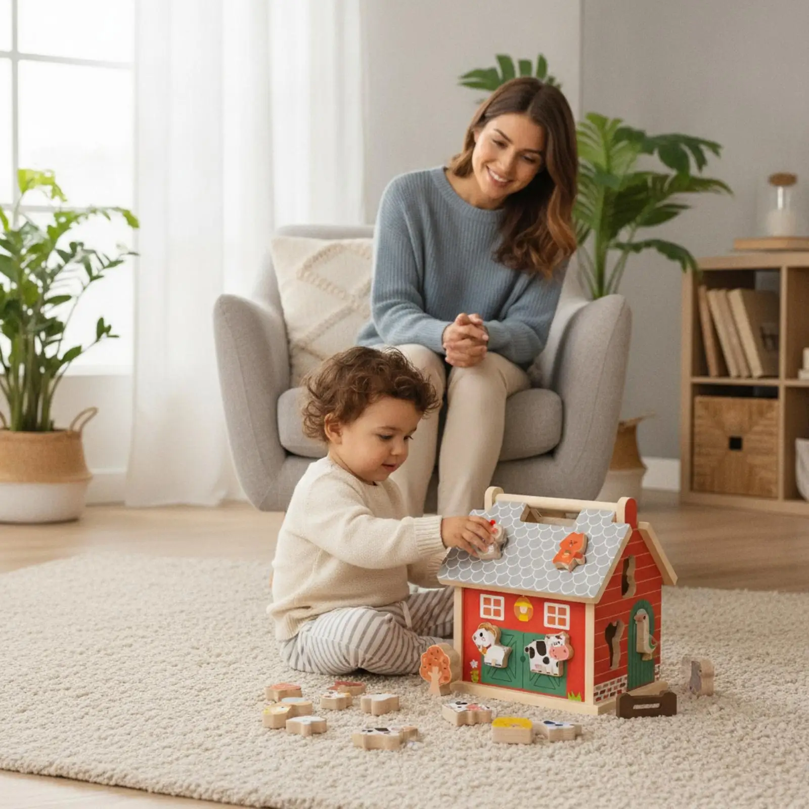 Rompecabezas de madera encajable multicolor Casa de Campo infantil - imagen 4