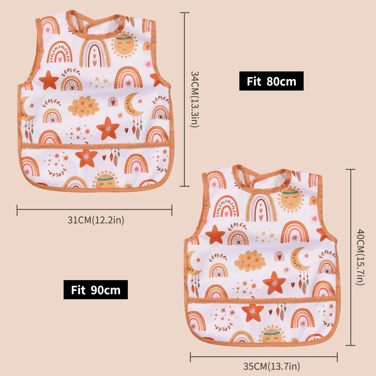 Happyflute Delantal impermeable para bebé – Estampado arcoíris - imagen 2