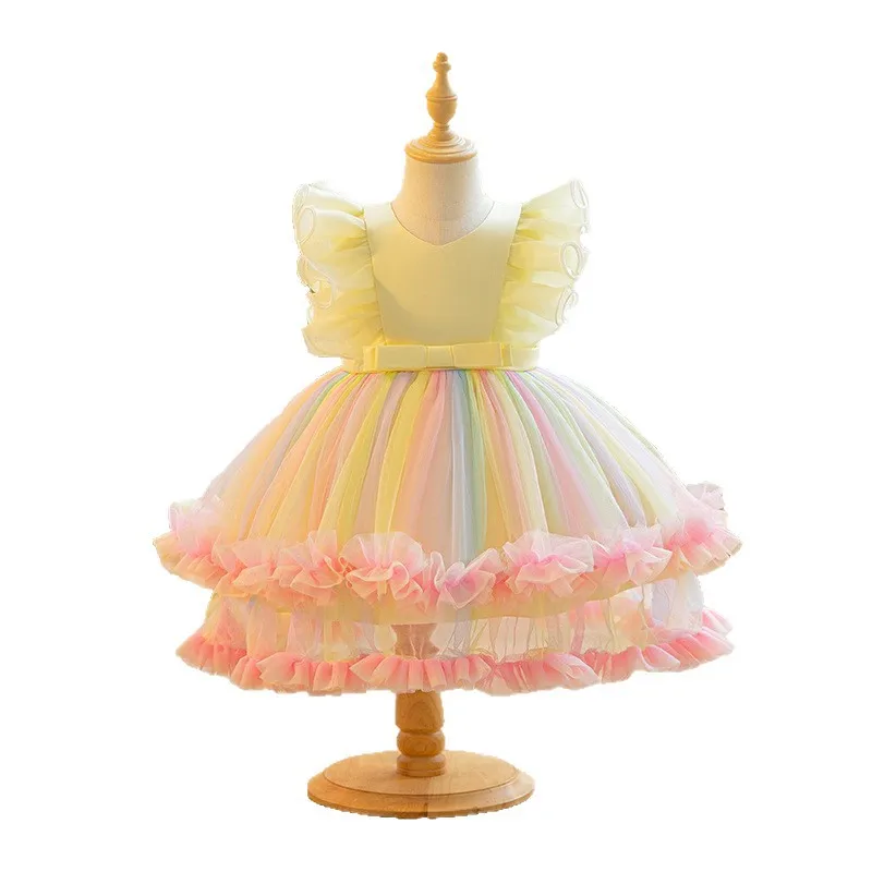 Vestido de princesa de malla para bebé con tutú multicolor fiesta - imagen 3