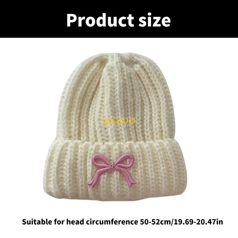 Gorro niña de punto suave con lazo – Cálido y elegante para invierno - imagen 2