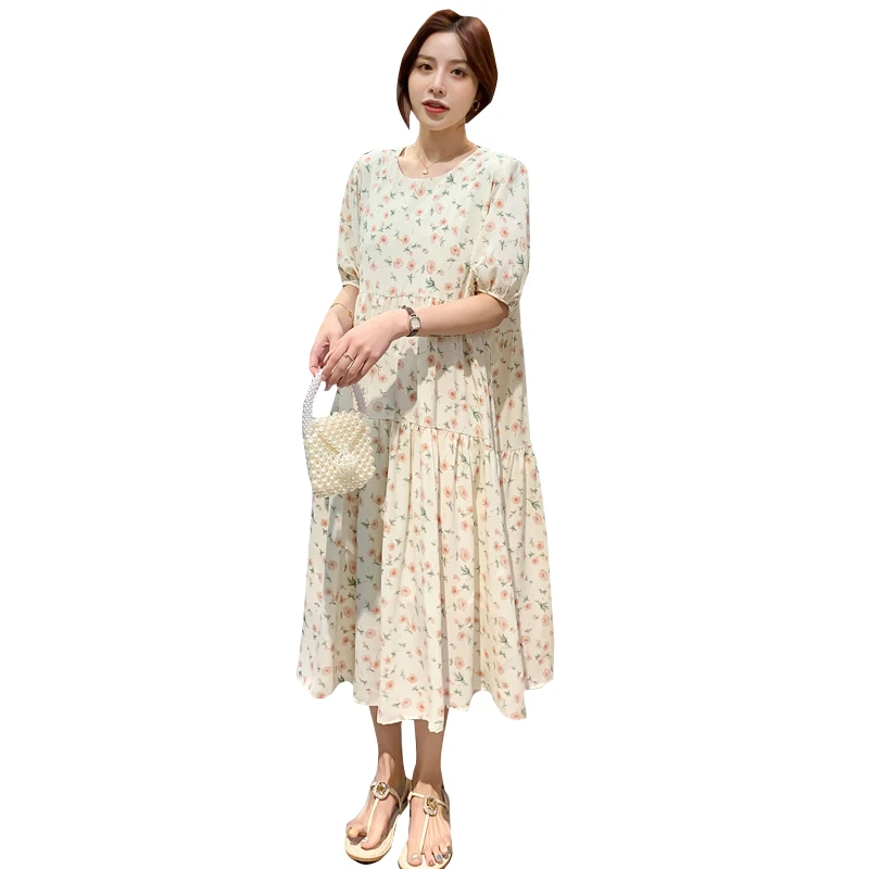 Vestido de maternidad largo de gasa con estampado floral - imagen 2
