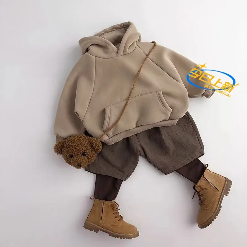 Sudadera de lana con capucha cálida para niños en invierno - imagen 5