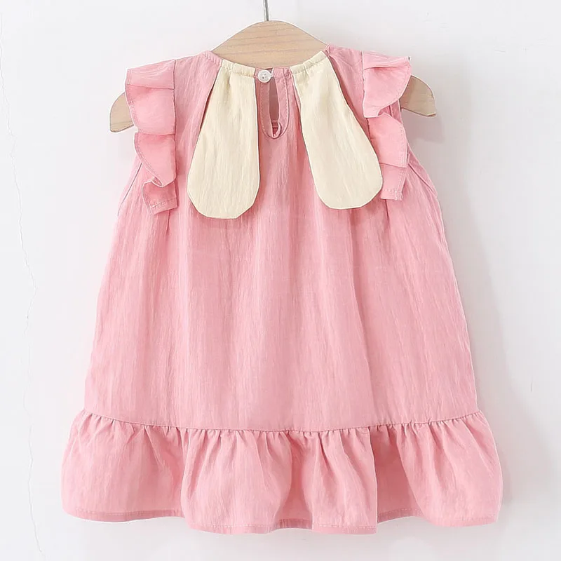 Vestido niña algodón sin mangas – Dibujos animados bolso flores - imagen 5