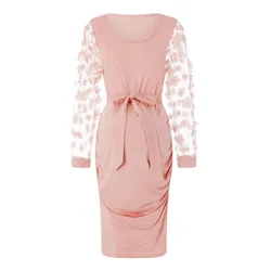 Vestido de maternidad vintage de manga larga con flores