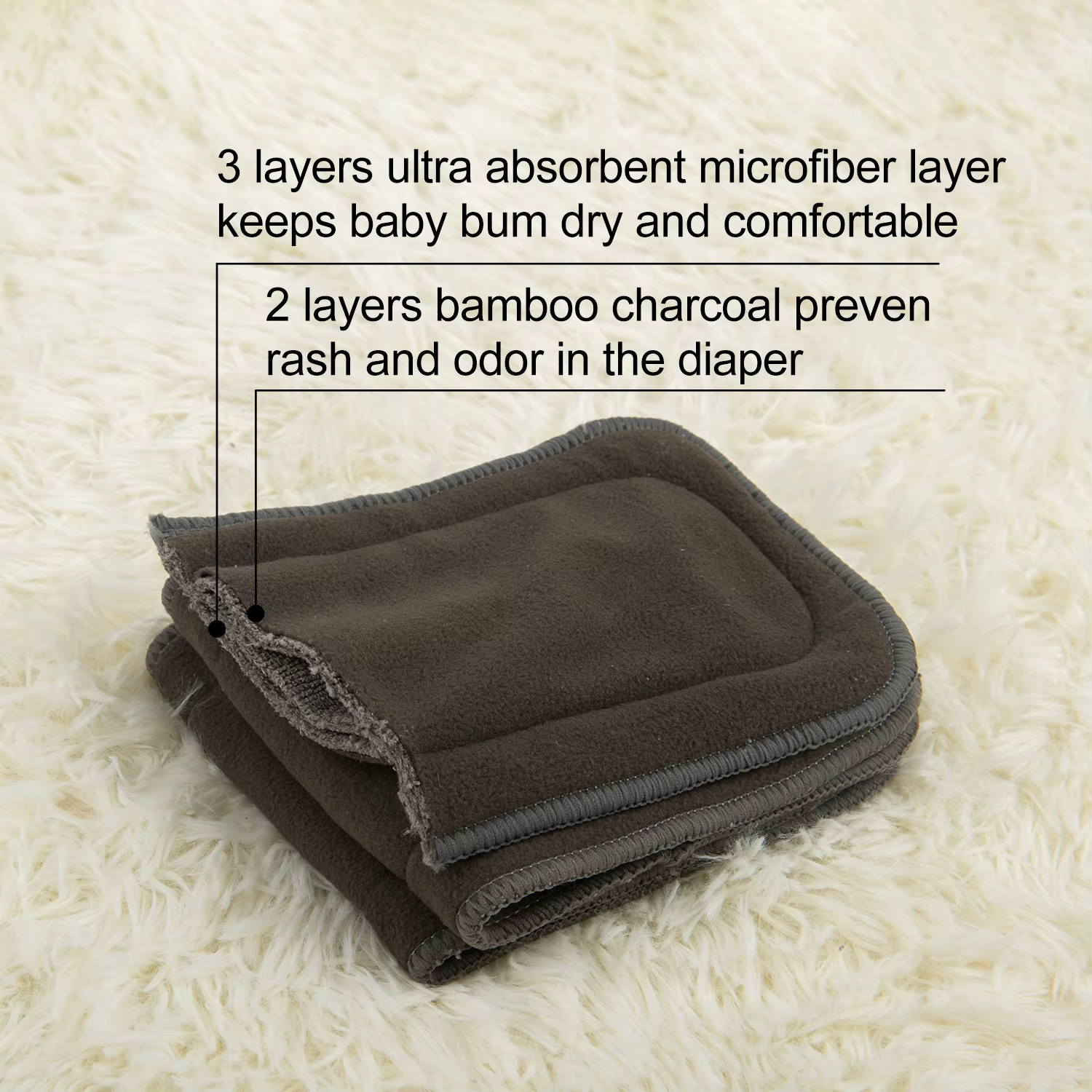 Insertos reutilizables ALVABABY de carbón de bambú para pañales de tela