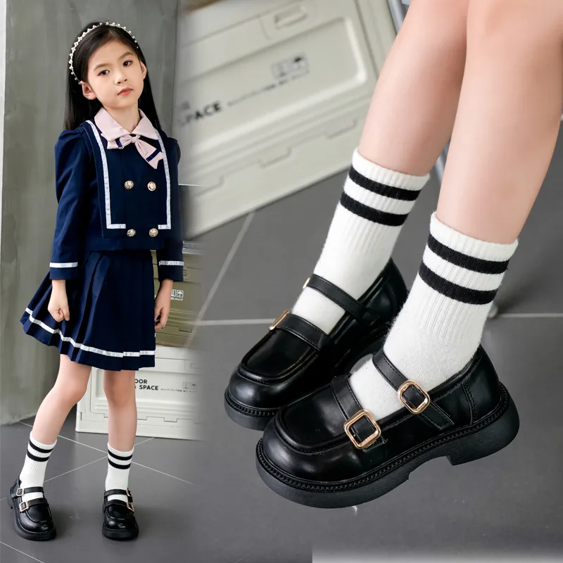 Zapatos de cuero para niños planos escolares – Estilo retro elegante