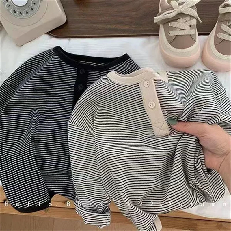 Camiseta manga larga de rayas para niño – Algodón transpirable - imagen 4