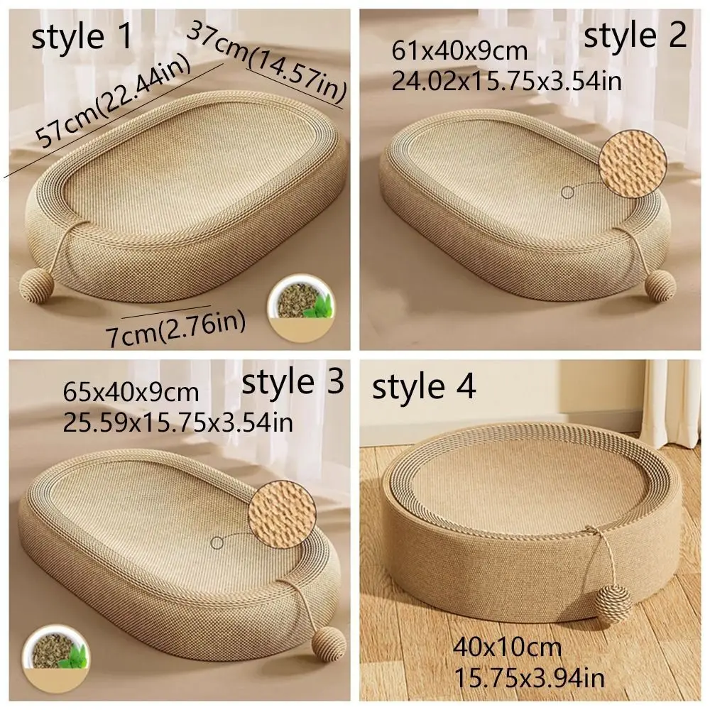 Cama rascadora ovalada para gatos con bola de juego interior - imagen 5